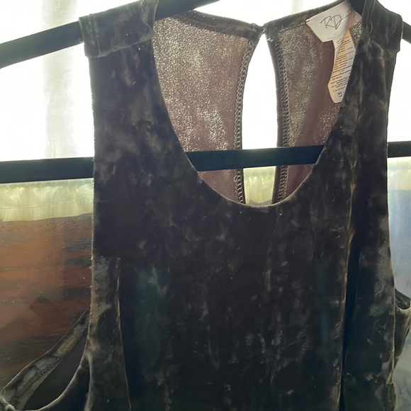 RD Style Velvet Asymmetrical Minidress Olive Green Size Small Like New - Picture 2 of 6